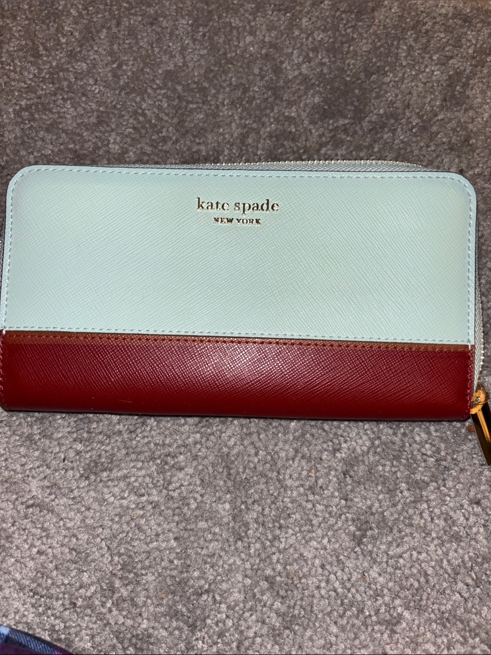 kate spade Two-Tone Zip Wallet in Mint and Wine
